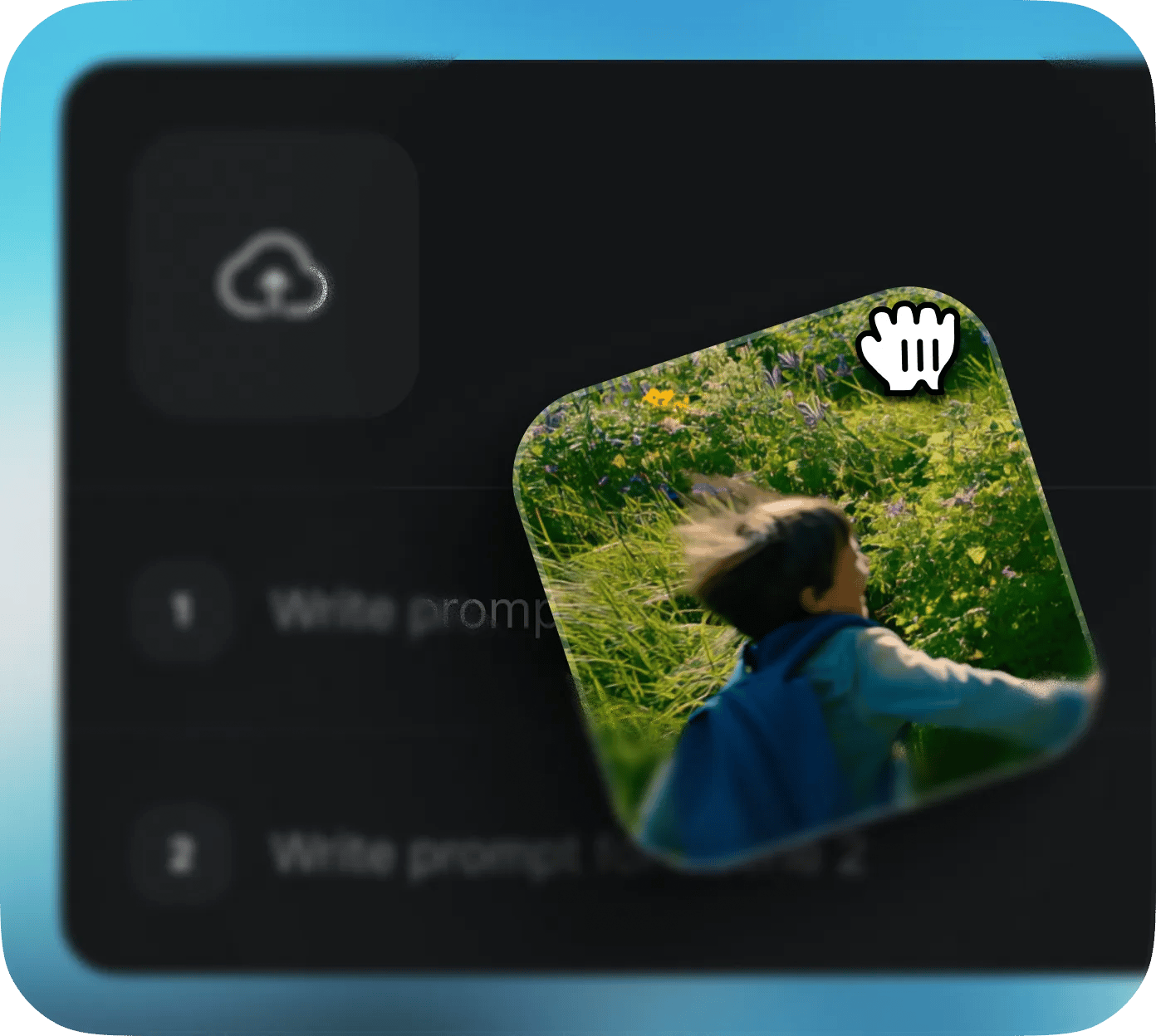 Text prompt entered into Sora 2 AI video generator: a child running through a meadow, showing how descriptive text creates realistic video scenes.