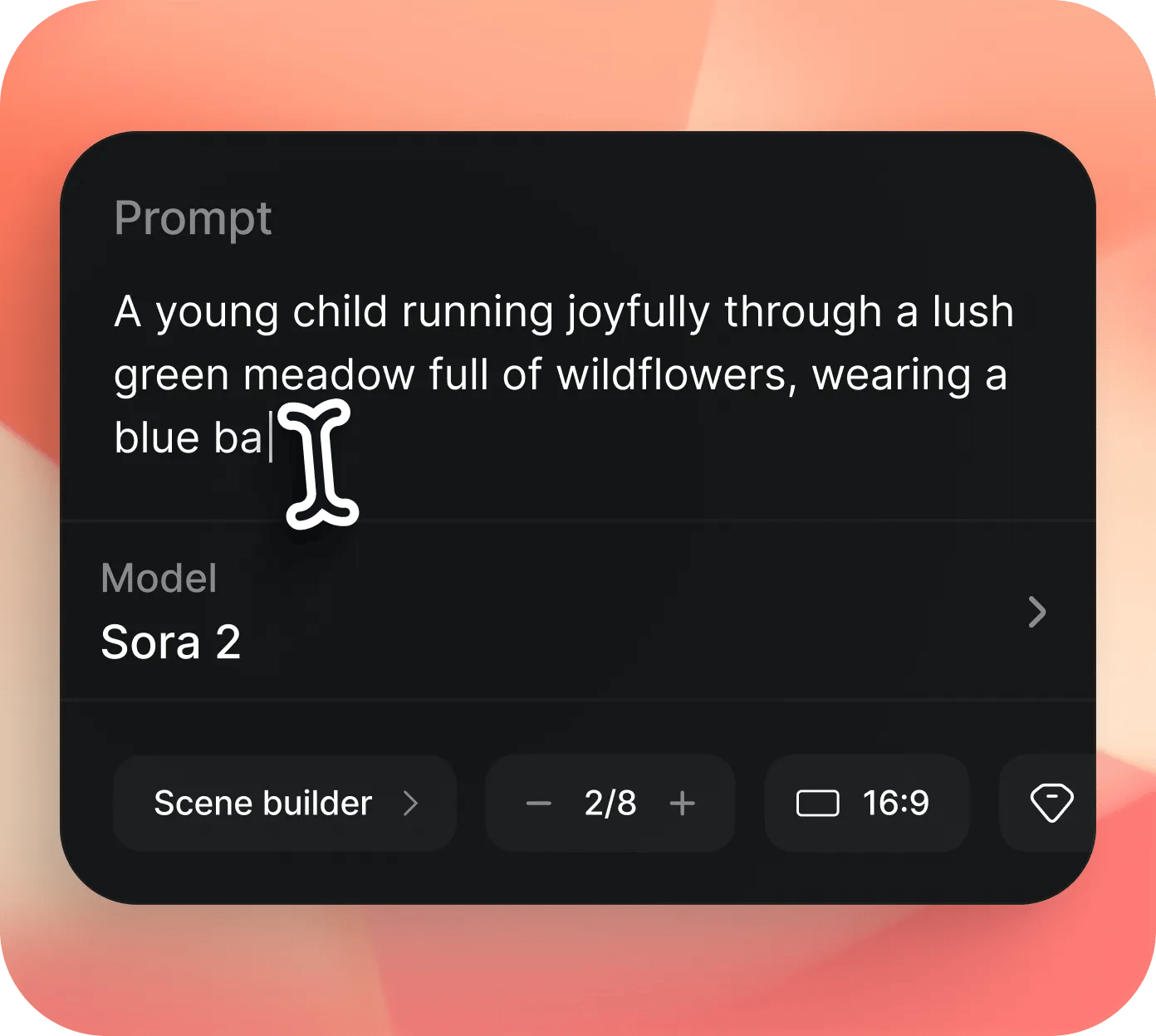 I-generated video preview from Sora 2 showing a young child running joyfully with a blue backpack through a green meadow, created from a text prompt.